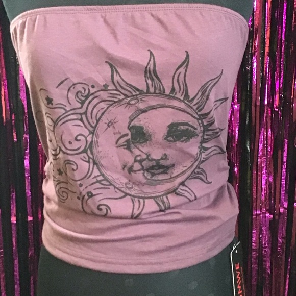 ROMWE Tops - Sun and Moon Graphic Tube Top